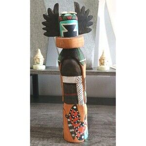 Damon Adams Hopi Crow Mother Butterfly Motif Wood Carved Kachina Doll